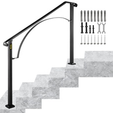 Bild von Treppengeländer Schmiedeeisen Eingangsgeländer Bogen Form geeignet für 4 bis 5 Stufen für außen Schwarz