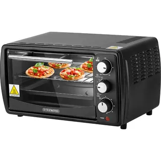 Steinborg Mini Backofen 13 Liter | Pizzaofen | 60°-250°C | Timer | Krümelblech | Minibackofen | Backofen | Kleiner Backofen | 1200 Watt | - Weiß