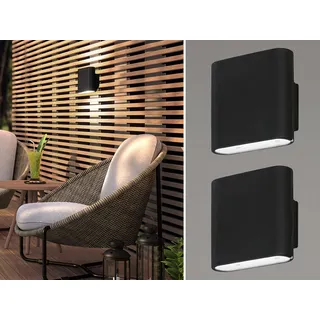 2er SET Akku Außenleuchten Schwarz mit Bewegungsmelder & Dauerlicht, Breite 10cm