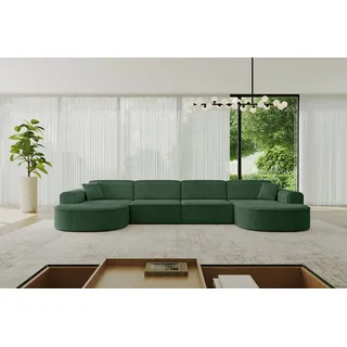 altdecor Ecksofa in U-Form MARI-U2 - 388x171x79,5 cm Grün - Corner Sofa Bett Eckcouch Couch L-Form Wohnlandschaft Cauchsofa - Gelb