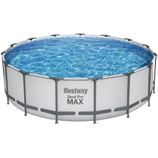 Bestway Pool SET Steel PRO MAX 56438 , Grau , Metall, Kunststoff , Metalloptik , 122 cm , RoHS , Freizeit & Co, Pools & Wasserspaß, Pools