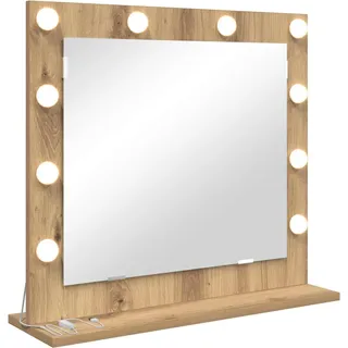 vidaXL Waschtischspiegel Weiß 60 x 55 x 18 cm Glas und furniertes Holz - Weiß