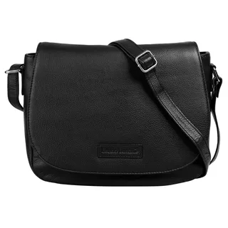Umhängetasche BRUNO BANANI, Damen, Gr. B/H/T: 28cm x 22cm x 9cm onesize, schwarz, Leder, leicht glänzend, unifarben, Taschen Umhängetasche, echt Leder