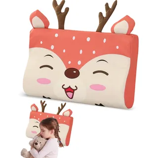 BOUFEIDA Kinderkissen, Schlummerkids Kissen, 46 x 26 x 7cm Kinderkopfkissen, Komfortkissen Kinder, Ergonomisches Kissen Kinder, Atmungsaktiv und Hautfreundlich, Hirsch