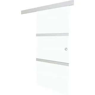 vidaXL Schiebetür mit Softclose ESG-Glas und Aluminium 76x205 cm - Silber