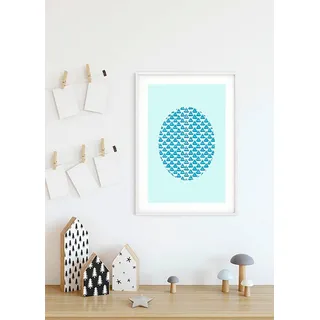 Komar Poster »Shelly Patterns Aqua«, Formen-Kunst, (1 St.), Kinderzimmer, Schlafzimmer, Wohnzimmer, bunt