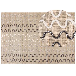 BELIANI Teppich Jute Beige Geometrisches Muster 160 x 230 cm rustikal Boho - Beige, Weiß, Schwarz