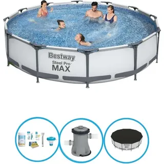 Bestway Pool Steel Pro MAX - Poolpaket - 366x76 cm - Grau