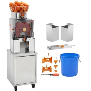 Vevor Kommerzielle Orangenpresse Automatischer 120-W-Entsafter, Edelstahl-Orangenpresse für 25 Orangen pro Minute, mit Herausziehbarer Filterbox, PC-Abdeckung Zitruspresse Saftpresse Elektrisch