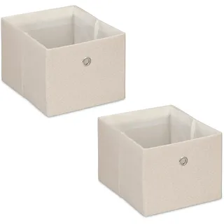 Relaxdays Aufbewahrungsbox 16 x 20,5 x 25 cm 2-tlg. beige