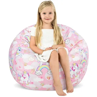 decalsweet Sitzsack Kinder, Stofftier Aufbewahrung Rosa Einhorn(Nur Tasche)