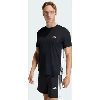 adidas Workout Essentials Base 3-Stripes T-Shirt, Black/White, L