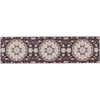 Beliani Kurzflor-Teppich Schwarz 80/300 cm Aritas , Schwarz, Rot, Beige , Textil , Rechteckig , 80x300 cm , Teppiche und Böden, Teppiche