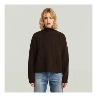 G-Star für Damen. D27730-D770-A926 Jersye Cable Doppelkragen braun (L), Lässig, Wolle, Klassisch, Langarm