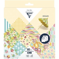 Clairefontaine 95384C - Packung mit 60 Bogen Origamipapier 70g/m2,3 Formate (10x10cm, 15x15cm, 20x20cm), French riviera, 1 Pack