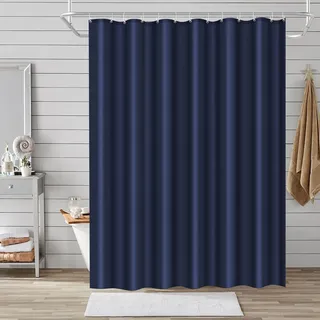 LUKDUNG 200x200 Badevorhang Polyester Textil, Duschvorhang Anti-schimmel für Badezimmer, Vorhang für Badewanne Dusche aus Stoff Wasserdicht Waschbar, Shower Curtain mit 13 Haken Marineblau