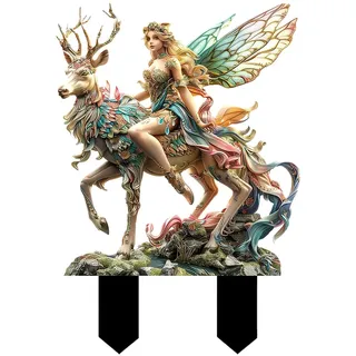 iSpchen Bohemian Feen Blumentopf Figuren, Fairy Garden Miniatur Feen Figuren Elfen Bodenstecker Dekor Schild Miniaturfeen Gartenfiguren Fee Figur Miniatur Elfen Deko für Garten Hof Rasen Dekor Topf