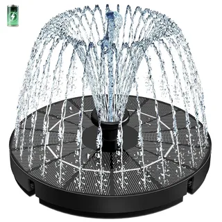 SZMP 3.5W Solar Springbrunnen Solar Teichpumpe mit Solar Panel, 2026 Upgrade Eingebaute 2000mAh Batterie Wasserpumpe Solar Schwimmender Fontäne Pumpe mit 8 Düse & 4 Fixer für Garten, Vogel-Bad, Teich