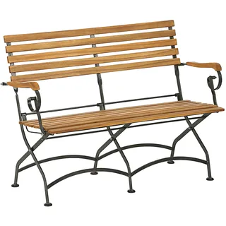 Dehner Klappbank Tegernsee, 2-Sitzer, ca. 124 x 88 x 57 cm, aus FSC® - zertifiziertem Akazienholz / Stahl, natur