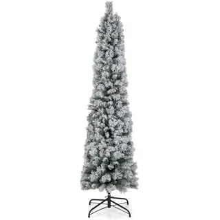 Costway Bleistift Weihnachtsbaum 180 cm Weiß/Grün