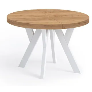 dekori.interiors Dekori_Interiors Esstisch, Braun, Holz, Eiche, Holz Optik, Rund,Rund, 90x77x140 cm, Esszimmer, Tische, Esstische