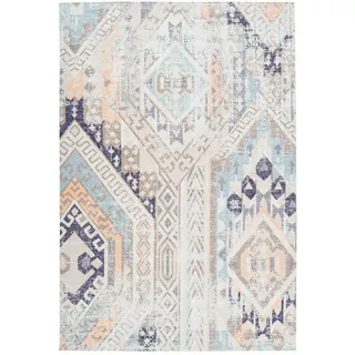 Kayoom Läufer , Blau, Multicolor , Textil , Vintage , rechteckig , 80x150 cm , pflegeleicht , Teppiche und Böden, Teppiche, Teppichläufer, Läufer