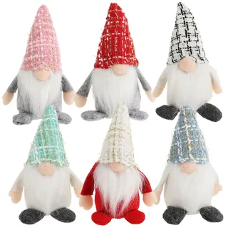 com-four® 6X Premium Weihnachts-Wichtel 15cm - Weihnachtsdeko - winterliche Zwergen-Figur - Dekoartikel - skandinavische Deko-Trolle - schwedischer Gnom mit Bart und Wintermütze