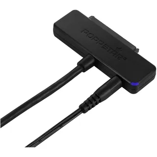 POPPSTAR Festplatten-Adapter (USB 3.1 Gen 1 Typ A) Sata USB Kabel mit Netzteil für Externe Festplatten (SSD, HDD, 2,5 u. 3,5 Zoll) an PC Notebook, UASP Support, bis zu 10 Gb/s, Kabellänge 1m