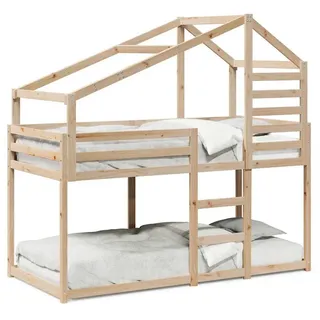 vidaXL Etagenbett mit Dach 75x190 cm Massivholz Kiefer - Braun