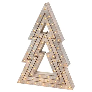 Weihnachten Holz Bäume Dekoration Set Mit 3 Batterie Betrieben Licht Warm Leds