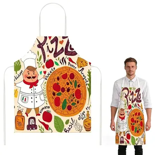 1 Stück Pizza Schürze, Lustige Küchenschürze, 60 X 80Cm Grillschürze Für Männer Lustig,Grillschürze Geeignet Für Damen Und Herren(F)