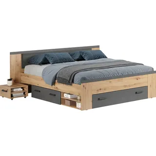 Home affaire Stauraumbett »Ambres« 1 Stk. tlg. ausziehbare Bettkästen, Fächer mit Stauraum, braun, Eiche, braun