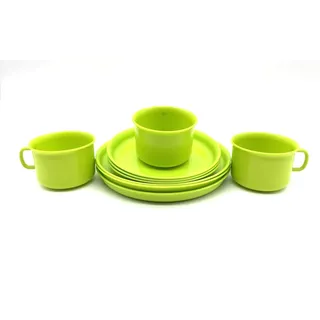 3 Stück Geschirr-Set 3teilig Kindergeschirr Frühstücksset Geschirrservice Kaffeeservice Plastikgeschirr, aus Kunststoff plastik, Mehrweggeschirr, Farbe limone