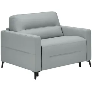 Novel Schlafsessel , Grau , Metall , Echtleder , Rindleder , Uni , 115x89x97 cm , Liegefunktion , Wohnzimmer, Sofas & Couches, Schlafsofas, Schlafsessel