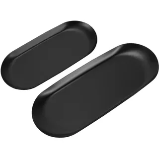 YXJDWEI 2 Stück Deko Tablett Edelstahl Servierteller Dekoteller Metall Servierplatte Kerzentablett Oval Ablageschale für Schmuckaufbewahrung Dessert Kosmetik Kerzen (Schwarz)