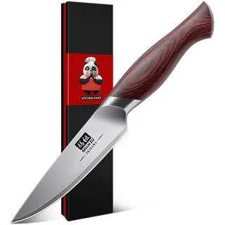 SHAN ZU Schälmesser 10 cm, Japanisches Obstmesser und Gemüsemesser, Kleines Küchenmesser mit scharfer Klinge aus 10CR15MoV kohlenstoffreichem Edelstahl und ergonomischem Pakkaholzgriff