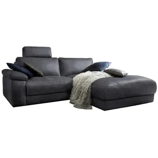 KAWOLA Eckcouch Leder 2-Sitzer Schwarz
