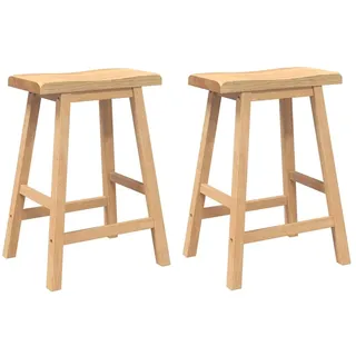 vidaXL Barhocker 2 Stk. Natur Massivholz Gummibaum - Braun