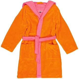 VOSSEN Kinderbademantel VOSSEN "Bixie, ideal für Sauna & Spa, Hotelbademantel, Morgenmantel" Gr. 146, orange (electric orange, prim rose), L:96cm, Baumwoll-Mix, Hausmäntel, Kinderbademantel, Doubleface-Look