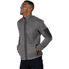 Regatta Men Garret' Full Zip Sleeve Pocket Knit Effect Fleece, Rock/Seal Grey, Small