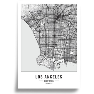 Poster Stadtplan | Moderne minimalistische wandbild Stadtkarten | Schwarz Weiß deko haushalt |w anddeko Kunstdrucke für Wanddekoration weltkarte | Geschenk fur haus | Papier 250gr Los Angeles A3