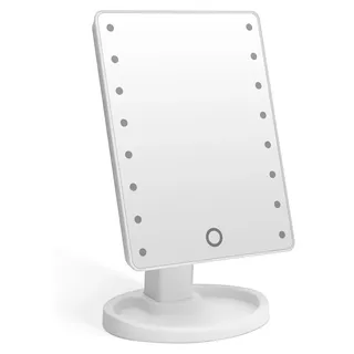 Schminkspiegel mit LED Beleuchtung - Standspiegel - Kosmetik / Schminkspiegel - Rasierspiegel - Batteriebetrieben - Schönes Geschenk - Weiß