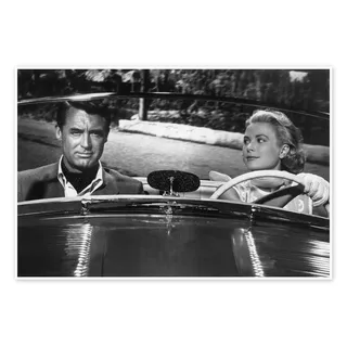 Posterlounge Cary Grant und Grace Kelly, 1955 Poster | 100 x 70 cm Schwarz-Weiß Wandbilder Wanddeko