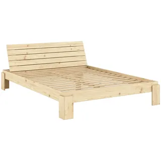 Karup Design Layers Bed Headboard, Bettgestell mit Stauraumkopfteil, mehrere Größen« inkl. Lattenrost, excl. Matratze, FSC®-zertifiziertes Massivholz