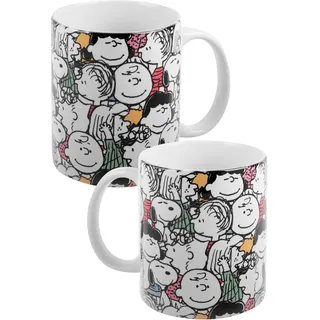 The Peanuts Tasse Snoopy - Allover - Kaffeetasse Becher Kaffeebecher aus Keramik 320 ml