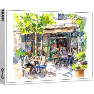 raxxa Premium-Puzzle "Watercolor Berlin Kreuzberg Summer Cafe", 1000 Teile