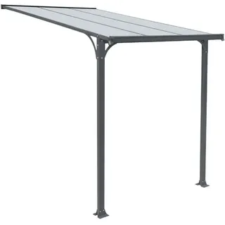 HOME DELUXE - Vordach Haustür CUBIS - Größe: Medium - 219 x 150 x 258 cm - Anthrazit, Gestell: Aluminium, inkl. Polycarbonat Platten I Hautürvordach Pultdach Glasvordach - Grau