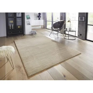 ELLE DECORATION Loos Teppich Moderner Flauschiger Kurzflor Wohnzimmerteppich – Scandi-Look Hoch Tief Effekt Modern Weich - für Wohnzimmer Schlafzimmer Küche oder Esszimmer Beige Braun, 120x170cm