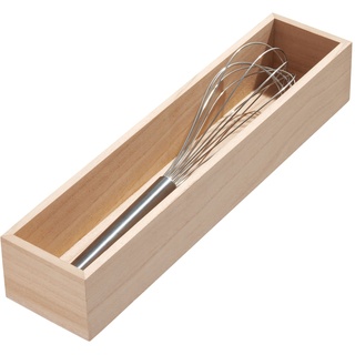 iDesign Schubladeneinsatz für die Küche, Besteckkasten aus Paulownia-Holz für die Küchenschublade oder den Schrank, Schubladen Organizer für Besteck, beige, 38.1x8.5x6.9cm