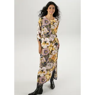 Aniston CASUAL Maxikleid mit Blütendruck im Batik-Look- jedes Teil ein Unikat, gelb, zartgelb, malve, altrosa, rose, olivgrün, hellgrün, dunkelgrün, marine, hellblau, schwarz, braun